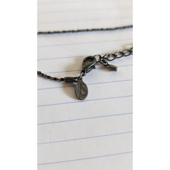 Black Crystal Charm Gun Metal Chain Necklace - Picture 8 of 8